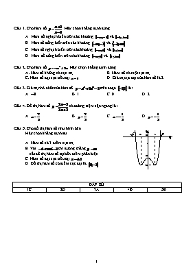 5 câu hỏi trắc nghiệm về Hàm số (Có đáp án)